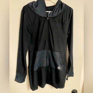 Adidas women’s long tunic style, zip up hoody. Size M